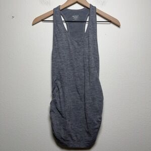 Athleta Women Fastest Track Tank Top Small Gray Ruched Sides Racerback
